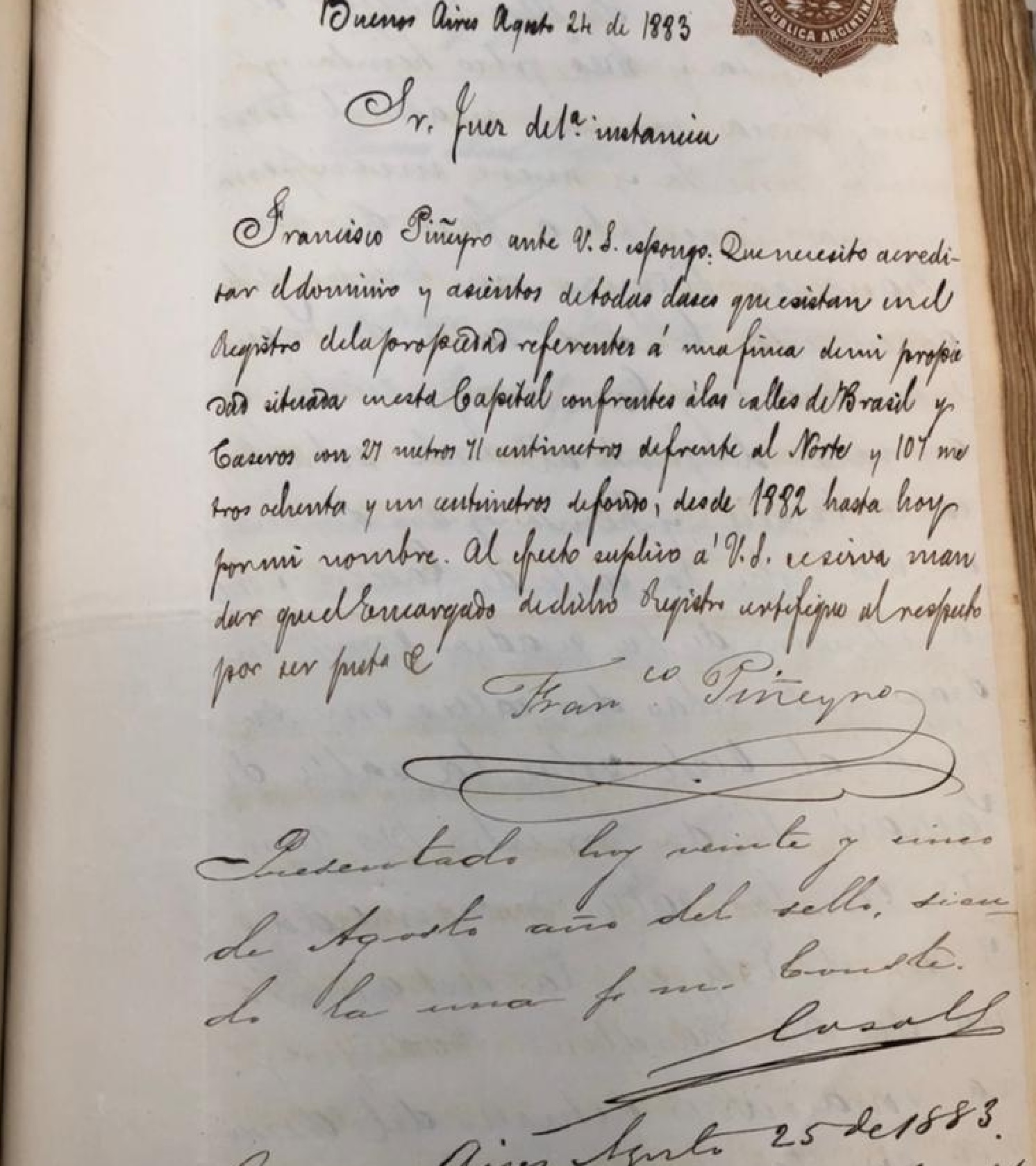 Acta manuscrita de 1883